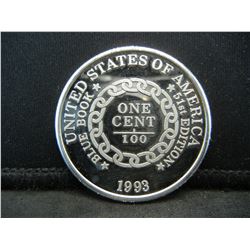 One ounce Silver Round Prooflike Very neat. Chain