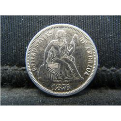 1876 Seated Dime AU