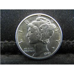 1943 S Gem Mercury Dime Blast White