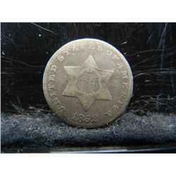 1852 Three Cent Silver Fine Nice