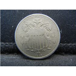 1866 Rays Shield Nickel F/VF