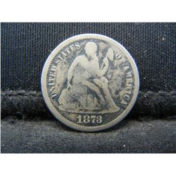 1873 Seated Dime VF