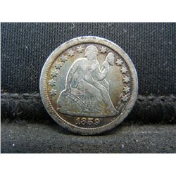 1859 Seated Dime VF