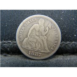 1887  Seated Dime VF