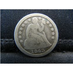 1843 Seated Dime Fine Better Date