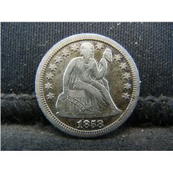 1858 Seated Dime XF