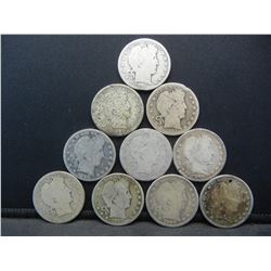 (10) Barber Half Dollars