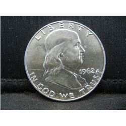 1962 D Franklin Half Dollar CH BU++++ Crisp