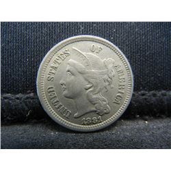 1881 Three Cent Nickel Higher Grade