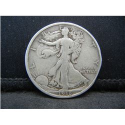 1918 S Walking Liberty Half Dollar F