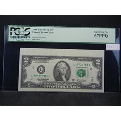 2003A $2.00 Note PCGS 67PPQ