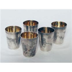 Chinese Export Gilt Silver Beakers