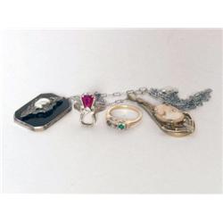 Estate Jewelry: Four Items Gold and Silver