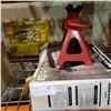 Image 1 : PAIR OF 2 TON JACK STANDS, COLEMAN CAMP STOVE, AND OIL FILTERS