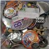 Image 2 : LARGE BAG OF KEY CHAINS, LARGE BAG OF PINS, AND TIN OF PINS