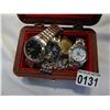 Image 2 : EASTERN CARVED WOOD BOX OF MENS WATCHES