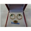 Image 1 : 10KT ROSE GOLD 4mm RECONSTITUTE EMERALD EARRINGS .46CTS W/ APPRAISAL $1105