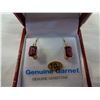 Image 2 : 10KT YELLOW GOLD 6 x 4 mm GENUINE GRAPE GARNET AND WHITE SAPPHIRE LEVER-BACK EARRINGS - RETAIL $750