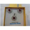 Image 2 : STERLING SILVER GENUINE RUBY EARRINGS AND PENDANT SET 2.25CTS OF RUBY W/ APPRAISAL $800 AND $400