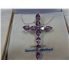 Image 2 : STERLING SILVER GENUINE AMETHYST CROSS PENDANT W/ STERLING CHAIN - RETAIL $600