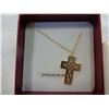 Image 2 : STERLING SILVER YELLOW GOLD PLATED CROSS PENDANT W/ CHAIN - RETAIL $200