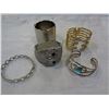 Image 2 : TRAY OF BANGLES AND SILVER TONE NECKLACE, PINS, ETC