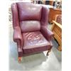 Image 1 : CLAW FOOT LEATHER WINGBACK CHAIR