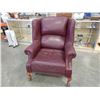 Image 1 : CLAW FOOT LEATHER WINGBACK CHAIR
