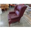 Image 2 : CLAW FOOT LEATHER WINGBACK CHAIR