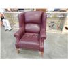 Image 2 : CLAW FOOT LEATHER WINGBACK CHAIR