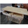 Image 3 : MAPLE 2 DRAWER BUTCHER BLOCK TOP ROLLING KITCHEN CART