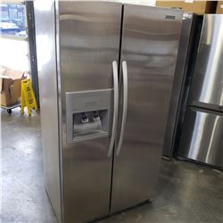 STAINLESS KITCHENAID SIDE BY SIDE REFRIDGERATOR WITH ICE MAKER AND WATER - TESTED AND WORKING