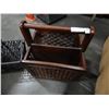 Image 2 : WOOD AND RATAN MAGAZINE RACK AND WICKER BASKETS