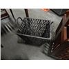 Image 3 : WOOD AND RATAN MAGAZINE RACK AND WICKER BASKETS