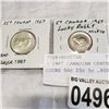 Image 2 : 3 1967 CANADIAN CENTENNIAL COINS 50c 25c 5c .800 SILVER