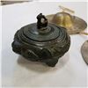 Image 2 : VINTAGE CHINESE GONGS AND SMALL GREEN DISH W/ LID