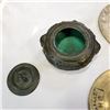 Image 3 : VINTAGE CHINESE GONGS AND SMALL GREEN DISH W/ LID