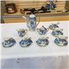 Image 1 : JAPAN HAND PAINTED BLUEBIRD PATTERN COFFEE POT, CREAM AND SUGAR, AND CUPS AND SAUCERS