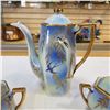 Image 2 : JAPAN HAND PAINTED BLUEBIRD PATTERN COFFEE POT, CREAM AND SUGAR, AND CUPS AND SAUCERS