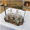 Image 1 : SILVER PLATE SERVING TRAY AND CRYSTAL DOUBLE DECANTER SET