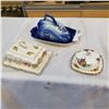Image 1 : OLD FOLEY, ROYAL STAFFORD, AND FLOW BLUE IRONSTONE CHEESE DISHES