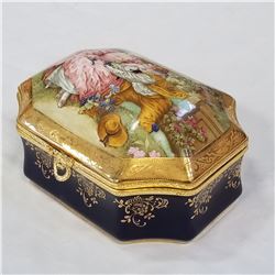 IMPERIAL LIMOGE PORCELAIN JEWELLERY BOX - APPROX 6 INCH WIDE