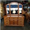 7 DRAWER OAK DRESSER WITH MIRROR