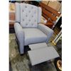 Image 2 : NEW KIDIWAY HELEN SWIVEL GLIDER RECLINING CHAIR, IN LIGHT GREY, TUFTED BACK RETAIL $699