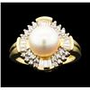 Image 2 : 0.60 ctw Diamond and Pearl Ring - 14KT Yellow Gold