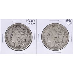 Lot of (2) 1890-S $1 Morgan Silver Dollar Coins