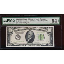 1934 $10 Chicago Federal Reserve Note PMG 64EPQ