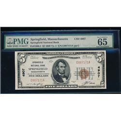 1929 $5 Springfield National Bank Note PMG 65EPQ