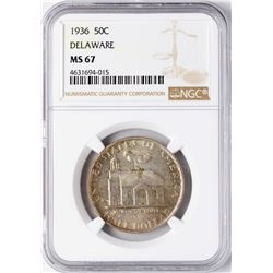 1936 Delaware Commemorative Half Dollar Coin NGC MS67