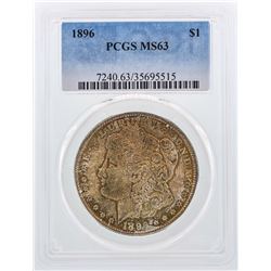 1896 $1 Morgan Silver Dollar Coin PCGS MS63 Nice Color